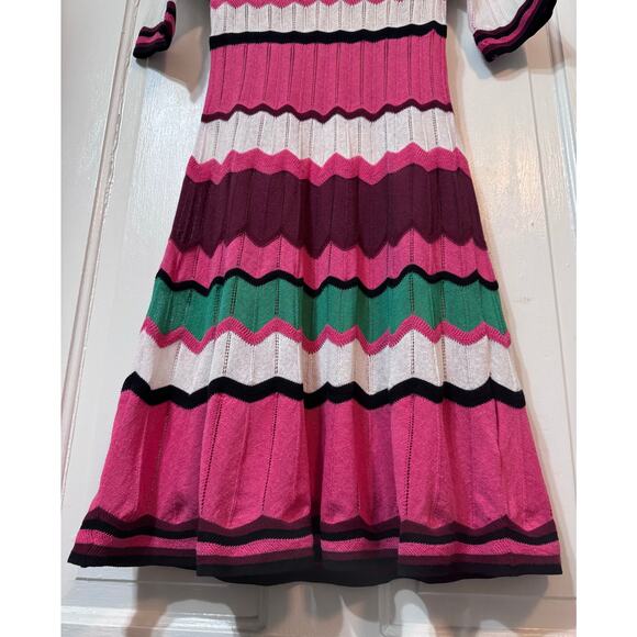 New Missoni M Pink Green Colorful Zig Zag Mini Dress Size 36/US 4 - Picture 2 of 9